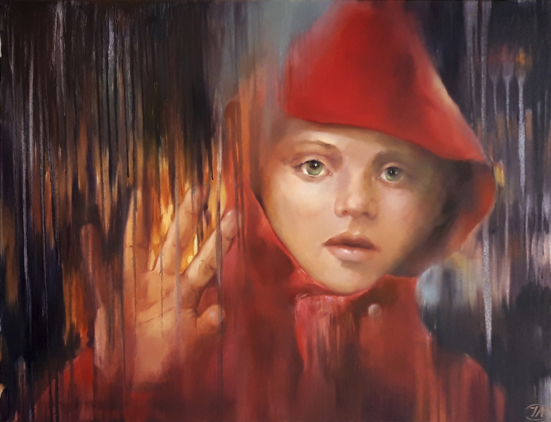 "Junge im Regen" | 80x100cm | Irina WolffÖl auf Leinwand